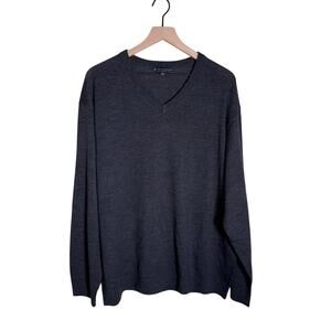 HART SCHAFFNER Marx Men's Charcoal Merino Wool VNeck Sweater 2XB